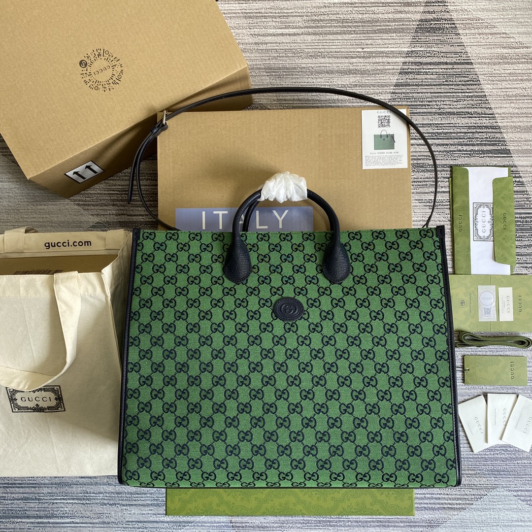 Gucci GG Large Tote Bag Shoulder Bag 659980 Green